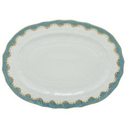 Herend Fish Scale Turquoise Oval Platter