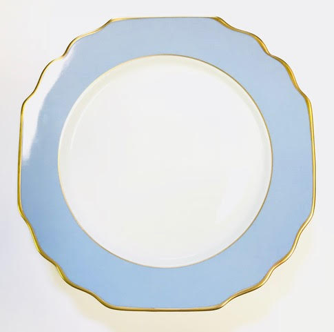 Pickard Georgian Colorsheen ultra white dinner plate blue & gold