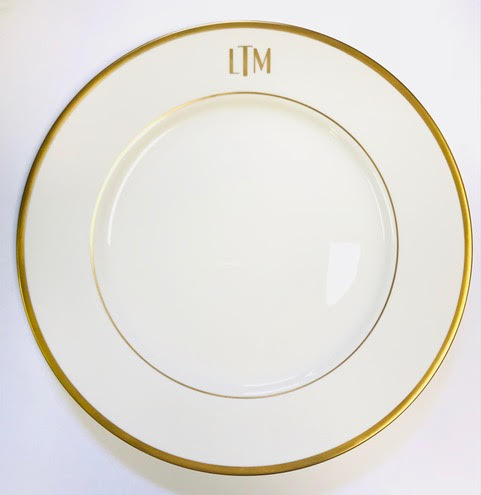Pickard Signature Monogram White And Gold Charger Plate