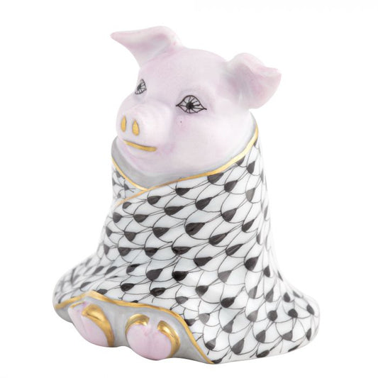 Herend Pig In a Blanket - Black