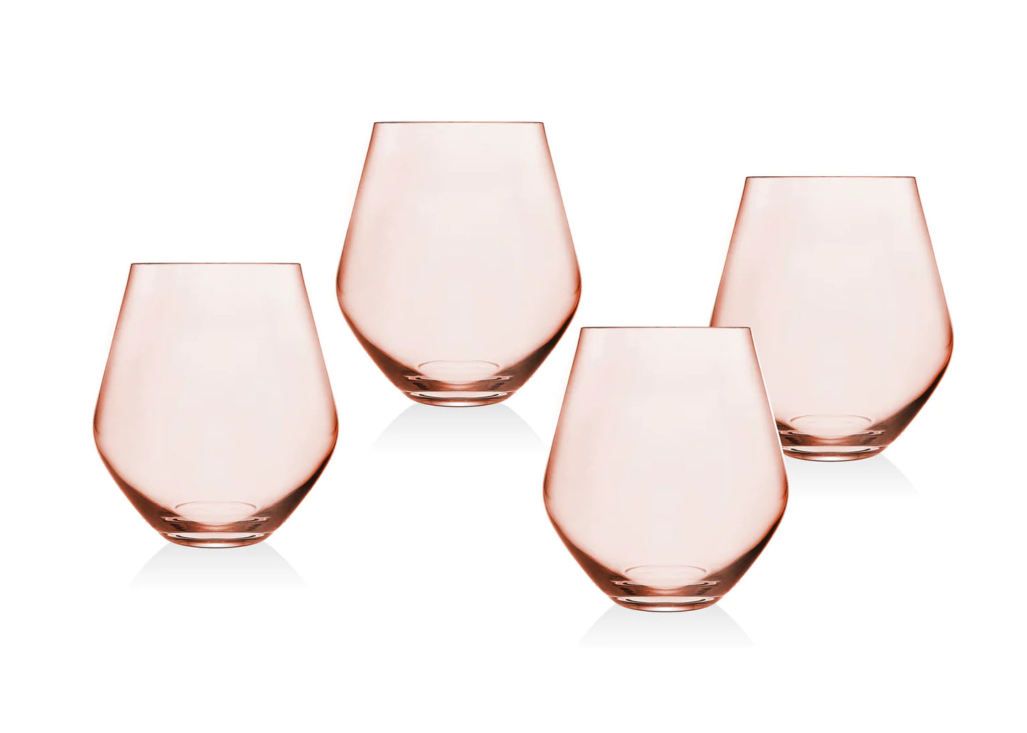 Set of 4 Blush Stemless Wine Glasses