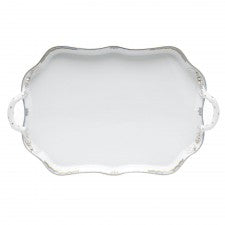 Herend princess victoria light blue rectangular tray with branch handles