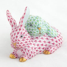 Herend Snuggle Bunnies Pink & Lime Green