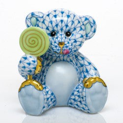 Herend Figurine Sweet Tooth Teddy Blue