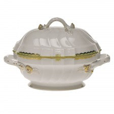 Herend princess victoria green tureen with branch